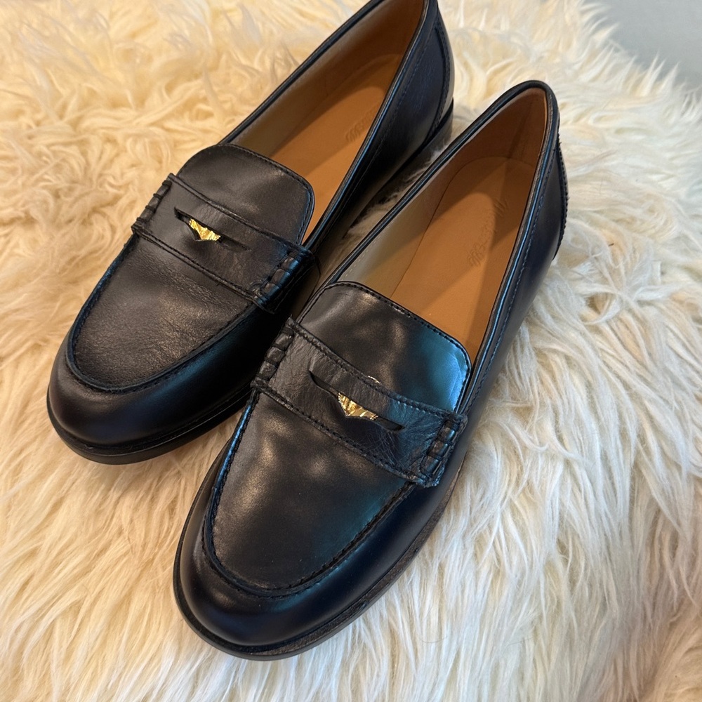 MADEWELL The Elinor Loafer in Leather Black Penny Loafer Shoe Sz 8.5 never worn